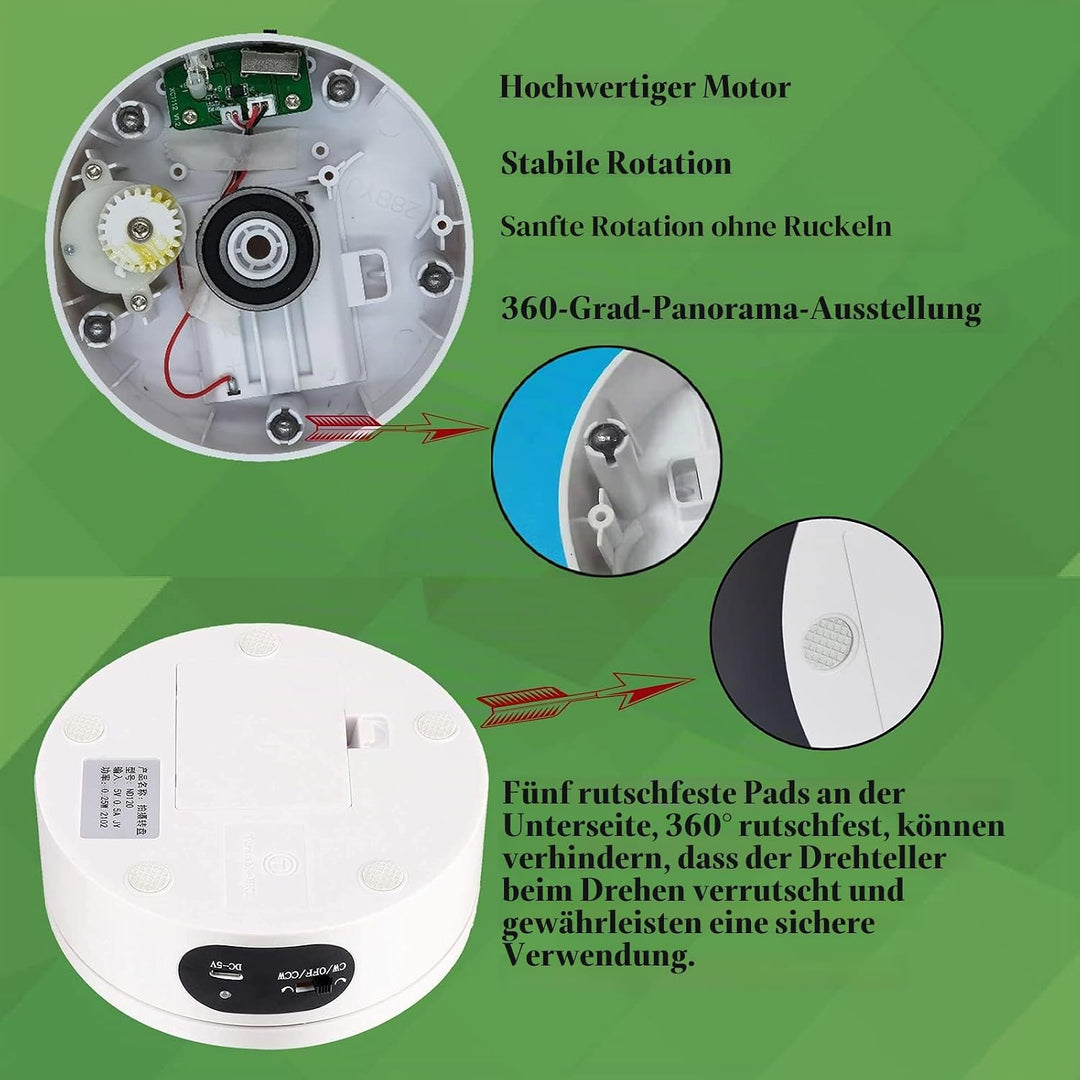 YVVV Drehteller Elektrisch, Displayständer Elektrischer 360-Grad-Drehteller Für Die Fotografie, Auto