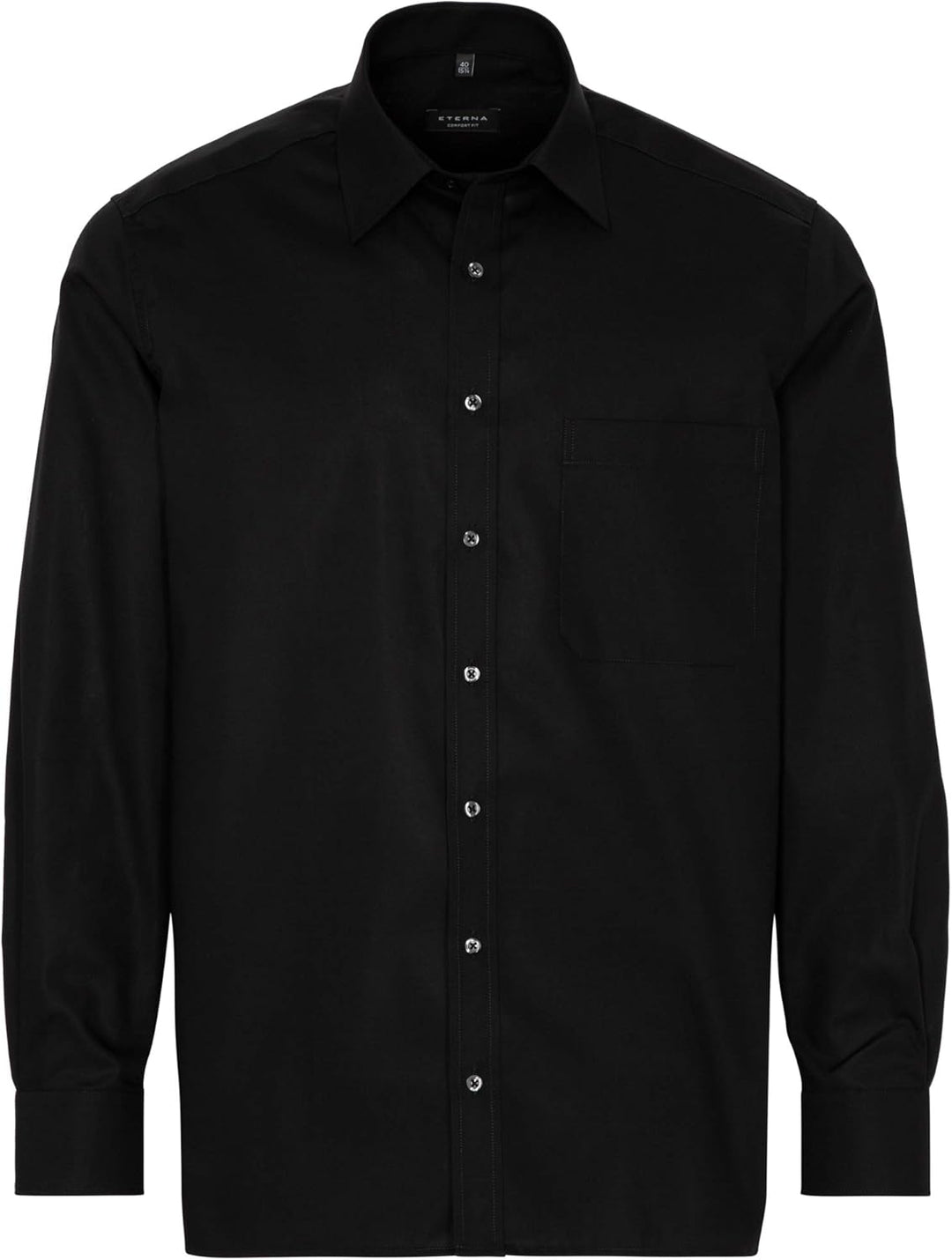 ETERNA Langarm Hemd COMFORT FIT Popeline unifarben 41 Kragen / 67 Ärmel Schwarz, 41 Kragen / 67 Ärme