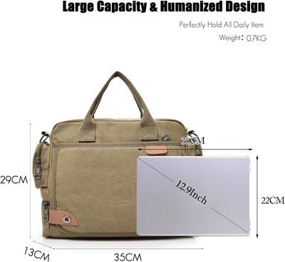 FANDARE Umhängetasche Herrentasche Segeltuch Schultertasche Lehrertasche Laptoptasche für 12.9 Zoll