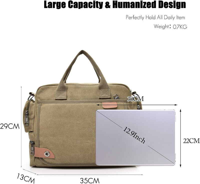 FANDARE Umhängetasche Herrentasche Segeltuch Schultertasche Lehrertasche Laptoptasche für 12.9 Zoll