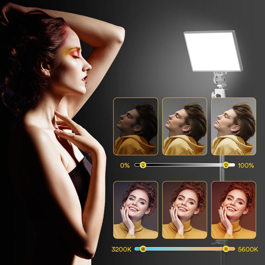 RALENO LED Kamera Video Licht, Eingebauter Wiederaufladbare Batterien 3200K-5600K Dimmbarer Zweifarb