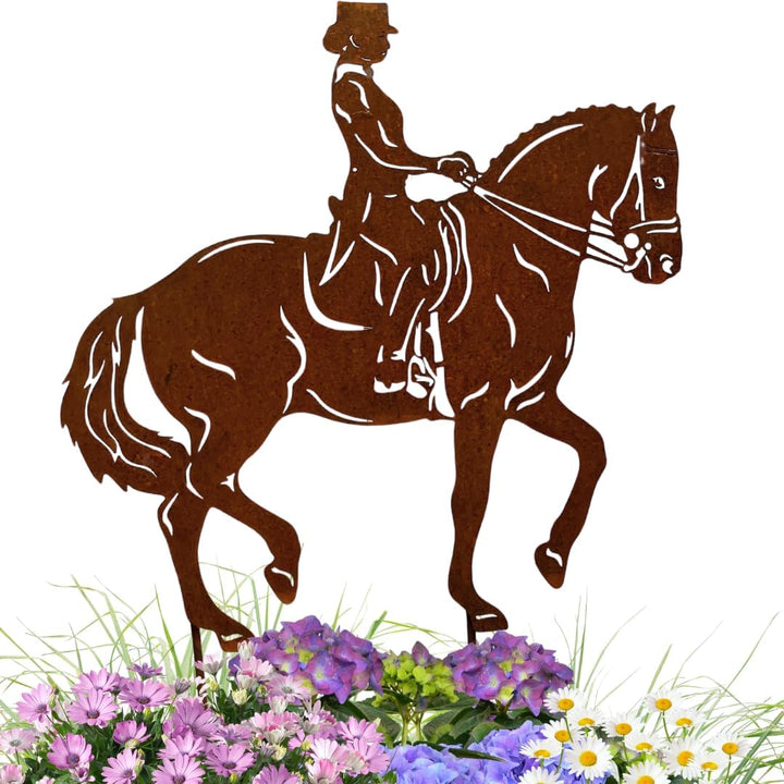 Edelrost Gartenstecker Pferd Dressurreiter, Handmade Germany, tolle gartendeko aus Rost-Metall, deko