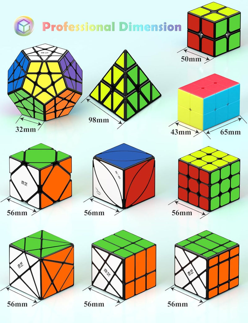 ROXENDA Zauberwürfel Set 2X2 3X3 2X3 Pyramide Dodekaeder Skew Axis Windmill Fisher Ivy Speed Cube Se