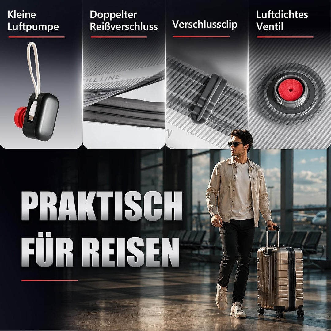 Accenter Vakuumbeutel für Kleidung mit Pumpe – praktisches Reise-Gadget, geeignet als Koffer-Organiz