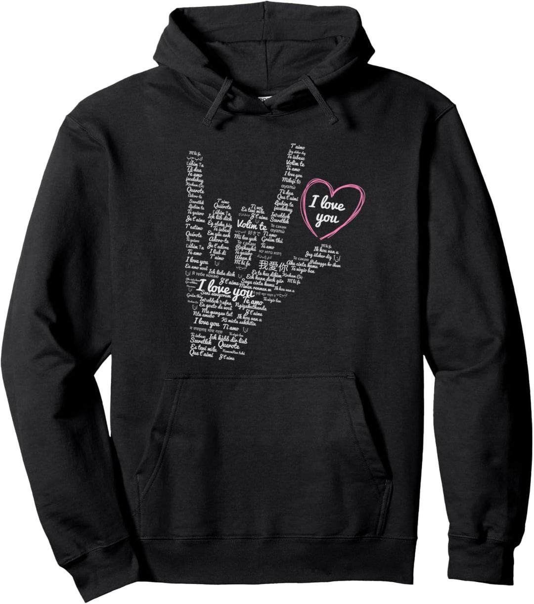 Ich liebe dich American Sign Language in mehreren Sprachen Pullover Hoodie