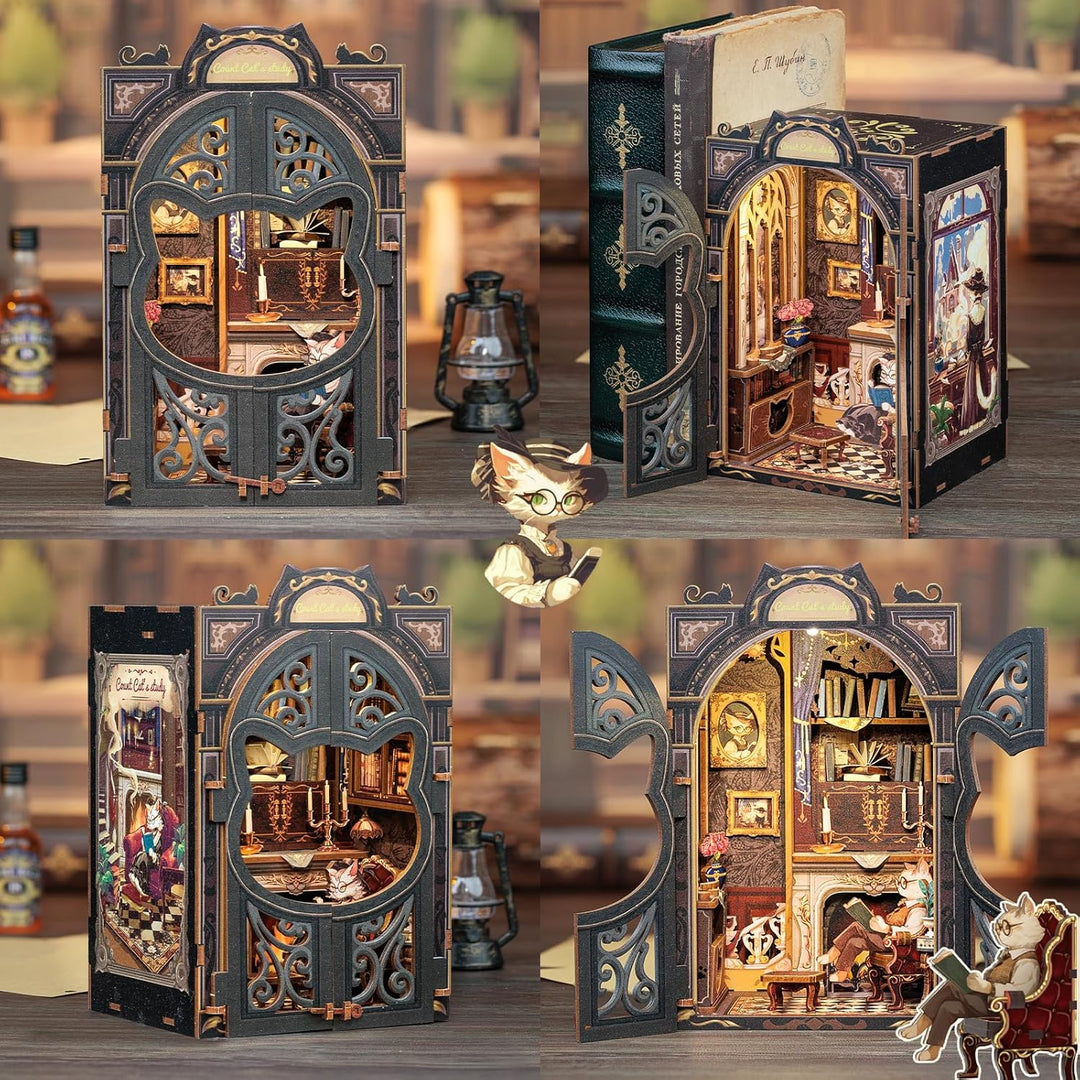 CUTEBEE Book Nook Kit - DIY Miniature House,Puppenhaus Miniatur Haus Selber Baue Bausatz mit Staubsc