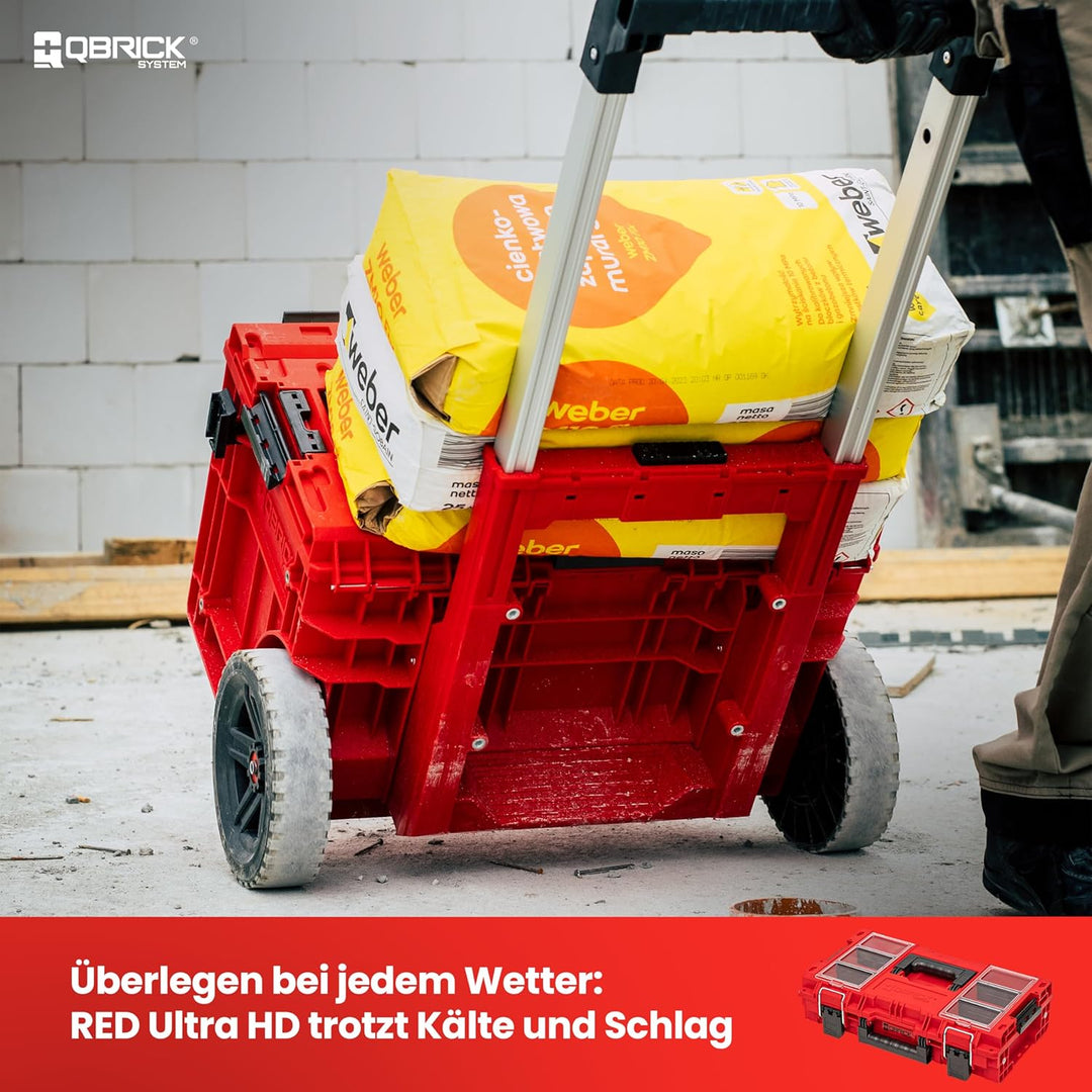 QBRICK SYSTEM Werkzeugkoffer Werkzeugkasten Leer Werkzeugkiste PRIME RED Ultra HD Rot 570 x 340 x 16