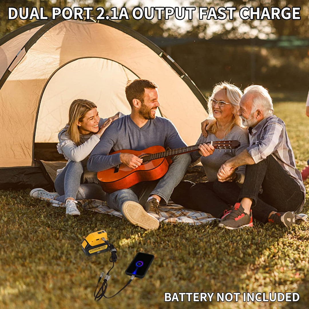 Akku-Adapter für Dewalt 18V Akku-USB-Handy-Ladegerät, LED-Arbeitsleuchte mit Dual-USB-Ladegerät und