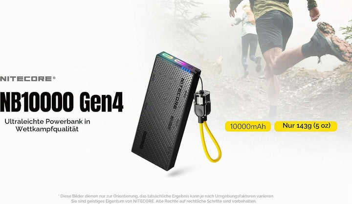Nitecore NB10000 Gen4 (Gen 4) 10000mAh Ultraleichte wasserdichte Powerbank