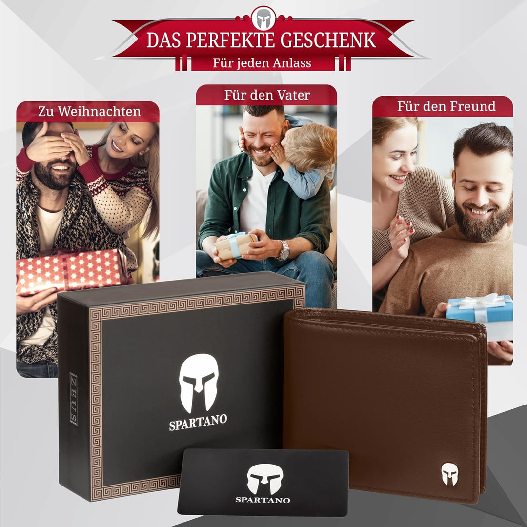 SPARTANO Herren Geldbörse, Herren Wallet mit RFID-Schutz, mit Münzfach, Portemonnaie mit 11 Kreditka