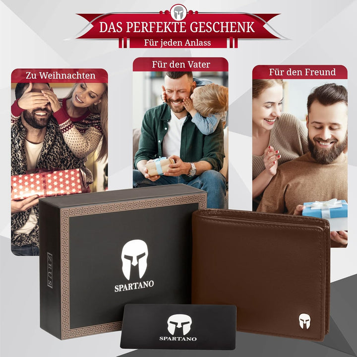 SPARTANO Herren Geldbörse, Herren Wallet mit RFID-Schutz, mit Münzfach, Portemonnaie mit 11 Kreditka