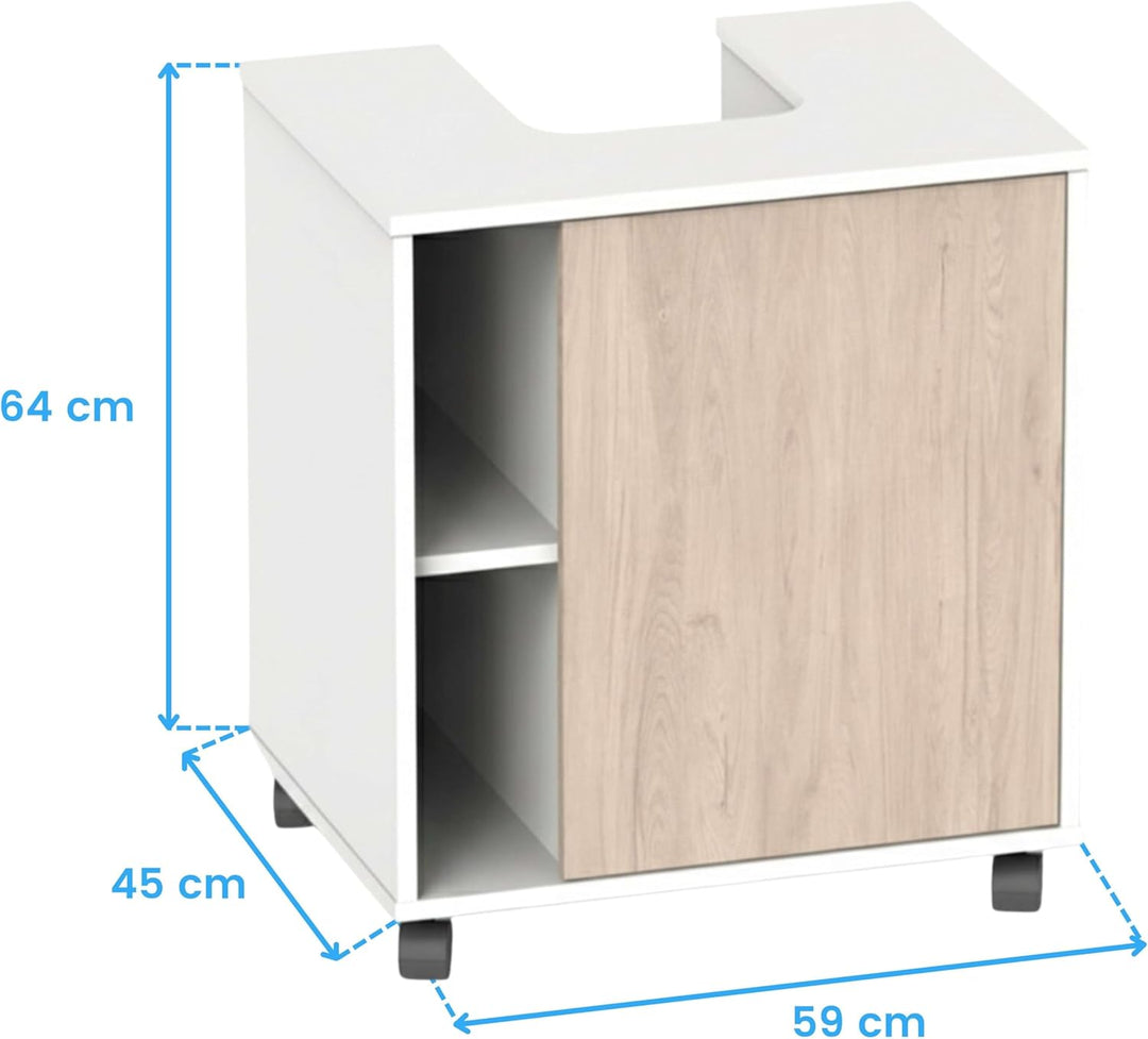 MUEBLES PITARCH Sintra Möbelstück zum Abdecken von Waschbecken, Holzwerkstoff, Kombination Weiss und