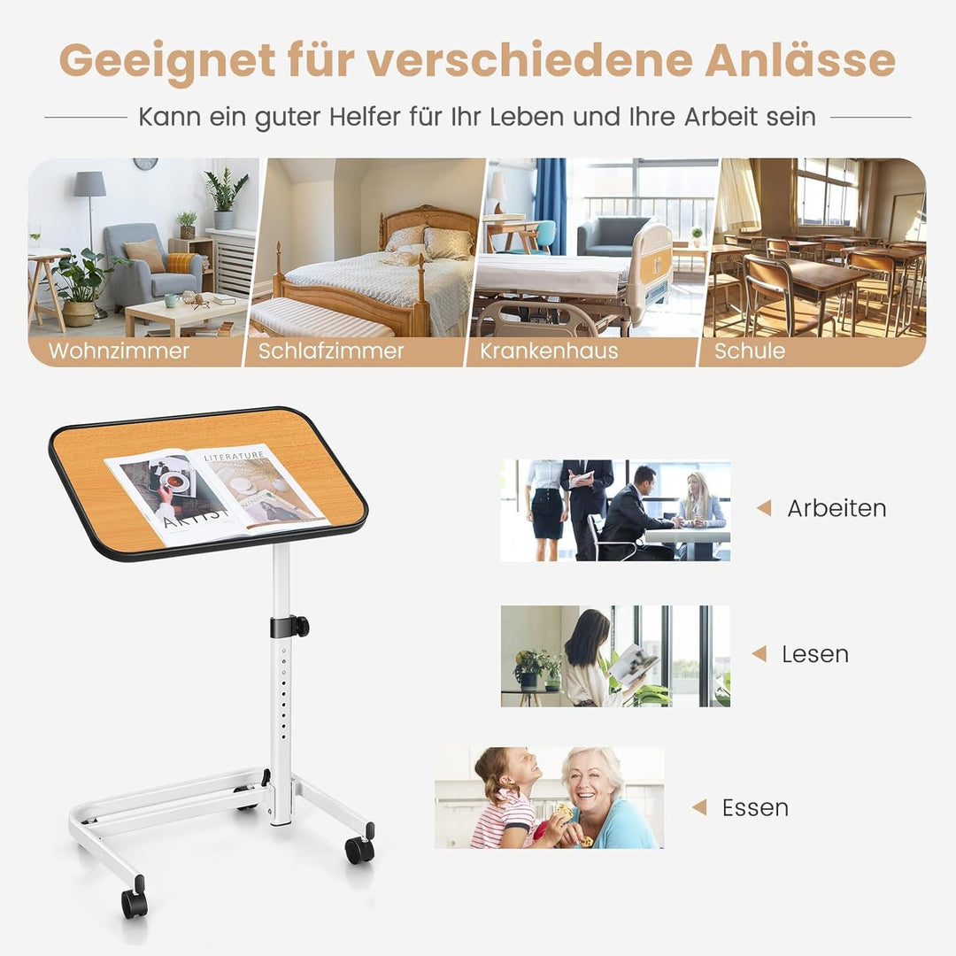 FANTASK höhenverstellbarer Pflegetisch, 60,5 x 40 x 73-93 cm des Pflegetisches, Krankentisch mit in
