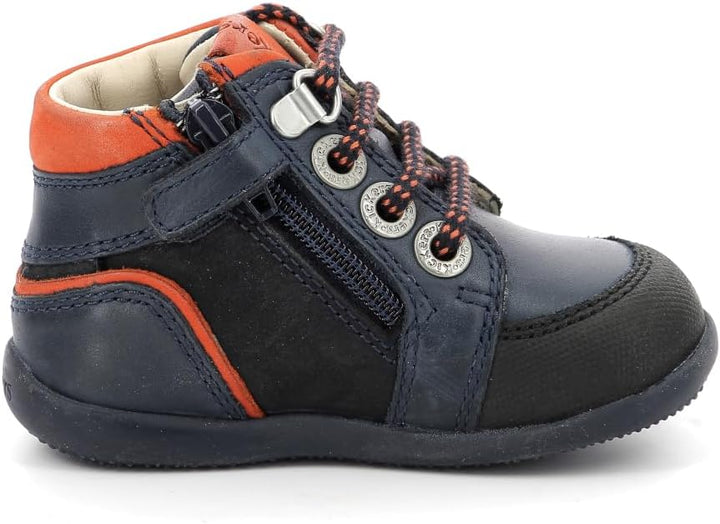 Kickers Baby-Jungen Bins Mountain Oxford-Schuh 22 EU Marineblau Orange, 22 EU Marineblau Orange