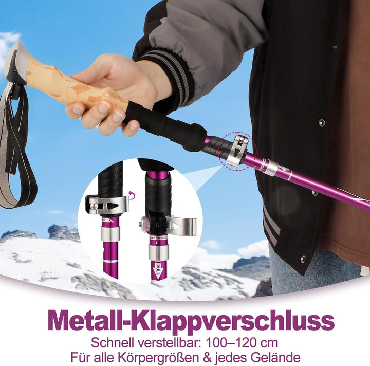 COVACURE Wanderstöcke Faltbar 7075 Aluminium | Nordic Walking Stöcke, Damen &amp; Herren, verstellbar, l
