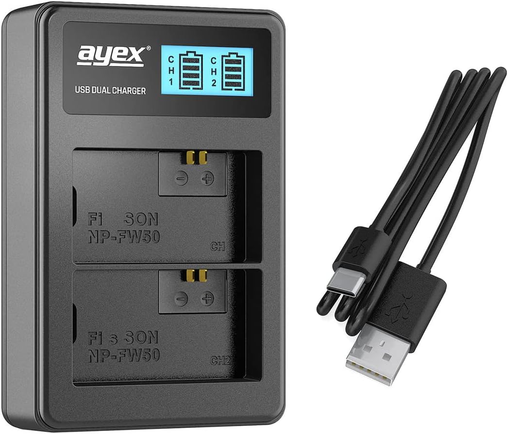 ayex Batteriegriff AX-A7/A7R/A7S Passend für Sony A7, A7R, A7S (ähnlich VG-C1EM) + 2 x ayex Akku NP-