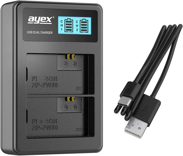 ayex Batteriegriff AX-A7/A7R/A7S Passend für Sony A7, A7R, A7S (ähnlich VG-C1EM) + 2 x ayex Akku NP-