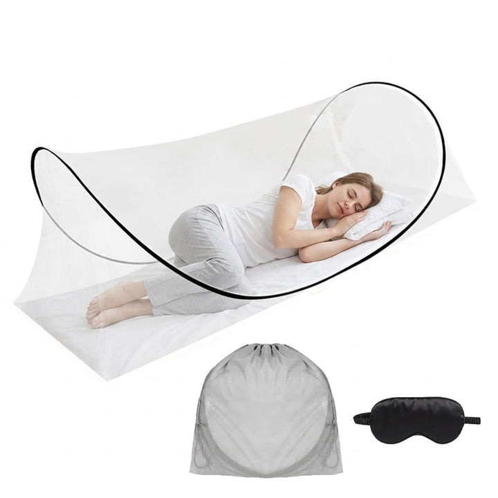 Faltbares Moskitonetz, Ultraleichtes Pop-up Moskitonetzzelt mit Schlafmaske, Tragbares Insektennetz