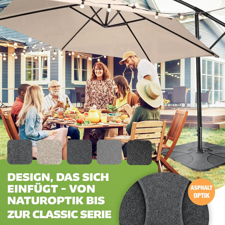 KESSER® Sonnenschirmständer 4-teilig Schirmgewicht Schirmständer für Ampelschirm Bodenkreuz 60 Liter
