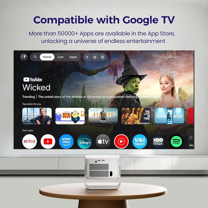 Beamer [Google TV 50000+ Apps & 4K 8K Support 1080p Native Auflösung & Automatische Bildschirmkorrek