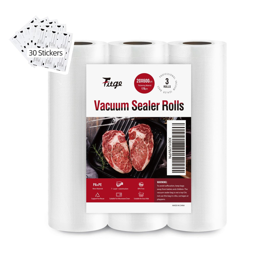 Vakuumierbeutel 170µm 20 x 600 cm / 3 Rollen für alle Vakuumiergeräte, Vakuumrollen für Lebensmittel