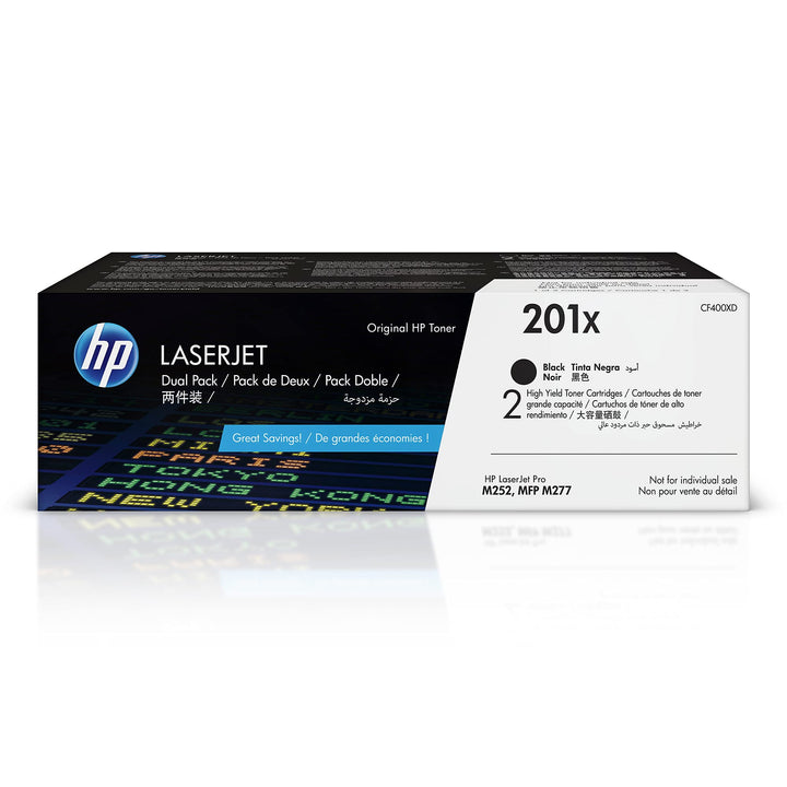 HP CF400XD 201X Original LaserJet Tonerkartuschen mit hoher Kapazität, Schwarz, 2 Stück Schwarz Mult