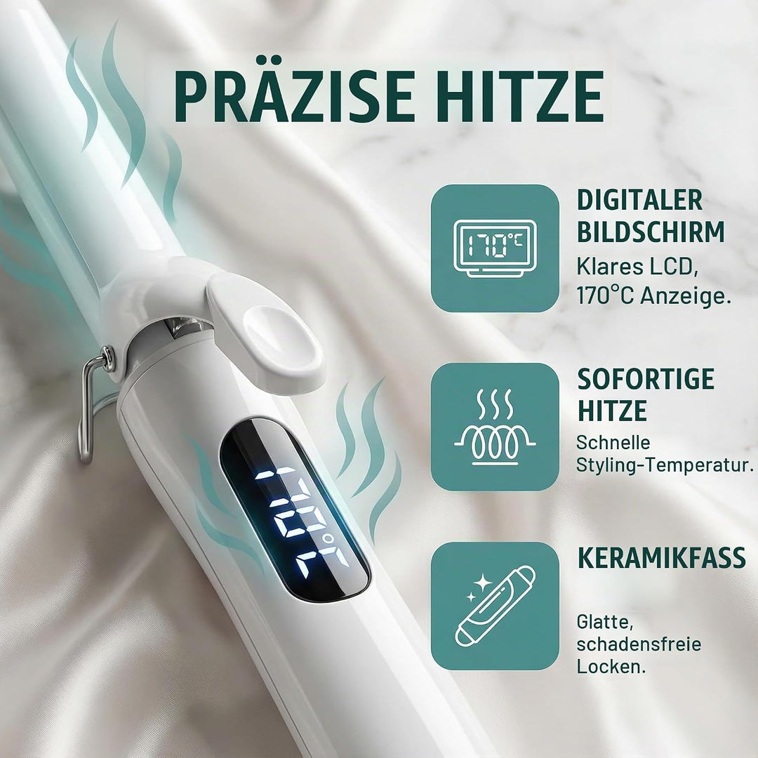9mm Mini Lockenstäb, Lockenstab Kleine Locken, Professional LCD-Display Lockenwickler 100-210℃, Kera