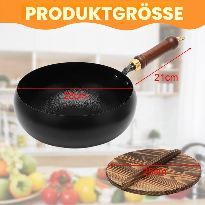 RANJIMA Japanische Eisentopf, Eisenpfanne Ohne Beschichtung, 28cm Unbeschichtete Eisenpfanne Geschmi