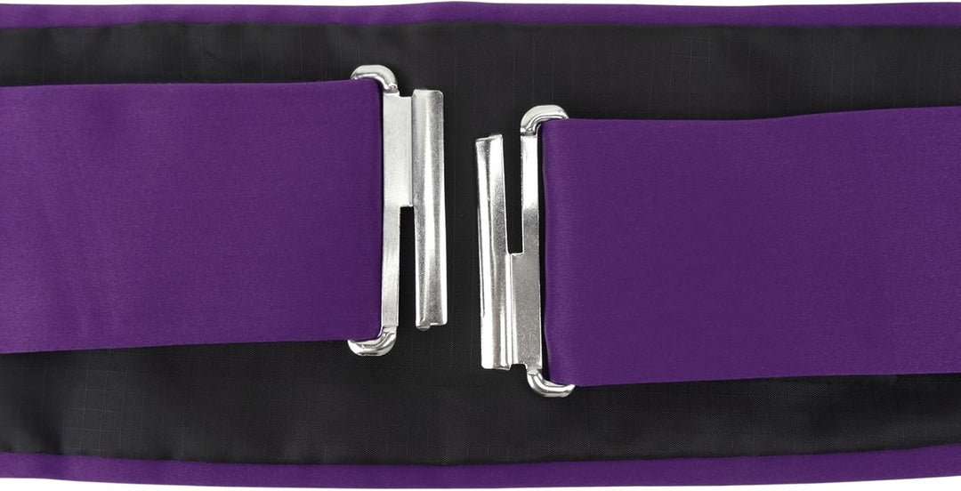 TigerTie Kummerbund Einstecktuch Satin Fliege in einfarbig Uni - Schärpe Leibbinde Lila, Lila