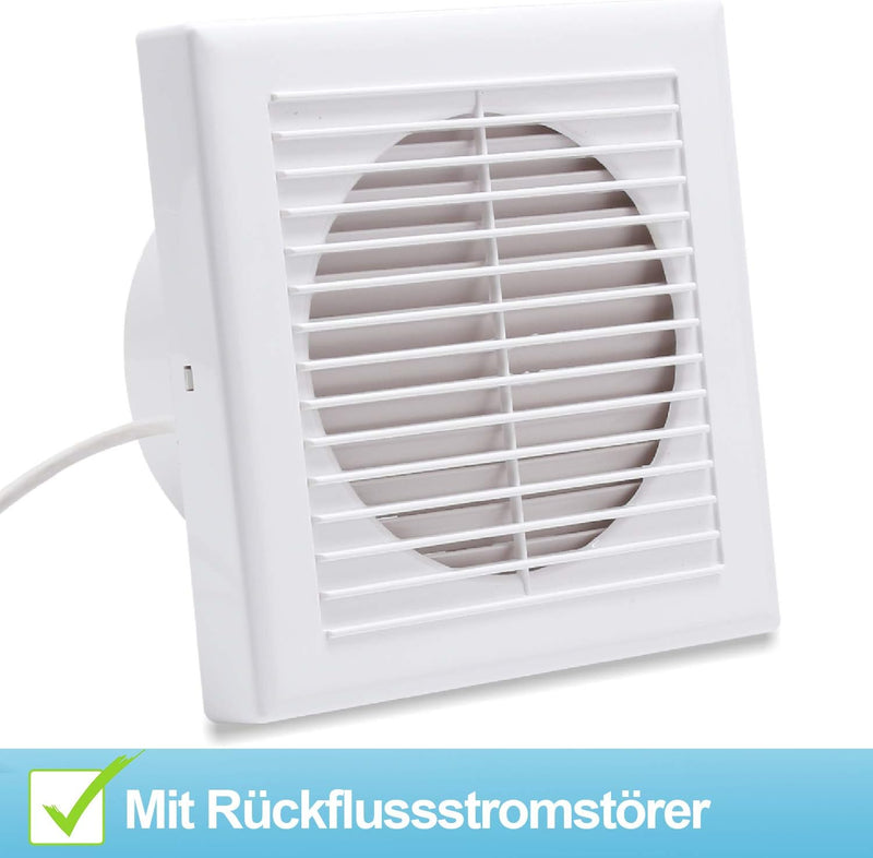 Randaco Badlüfter Ø 100mm Wandventilator Lüfter, badezimmer Abluft Ventilator Küche WC Bad Lüfter, L