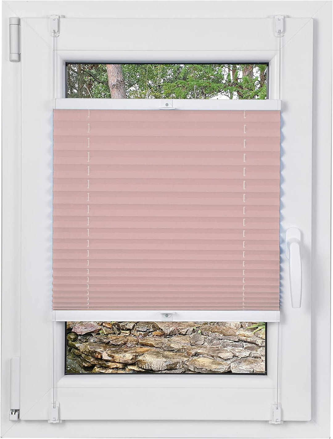 DECOOR Plissee ohne Bohren 30cm x 100cm Faltrollo Rollo für Fenster und Tür Nicht-invasive Fensterja