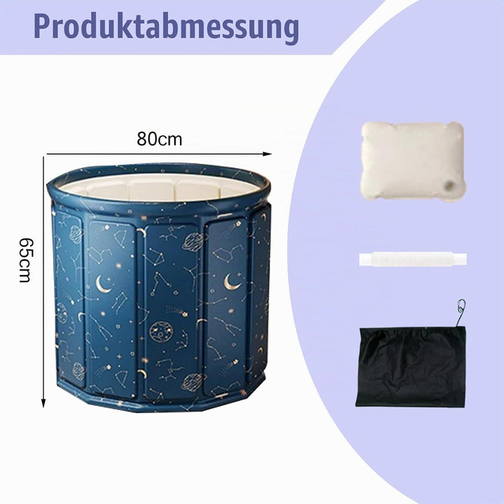 80×65 cm Faltbare Einweichbadewanne für Erwachsene, Mit Sitzkissen, Abflussrohr &amp; Aufbewahrungstasch