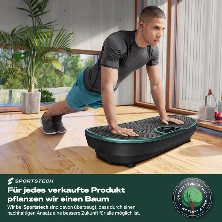 Sportstech Vibrationsplatte VP250 im edlen Curved Slim Design | Fettverbrennung &amp; Muskelaufbau | lei