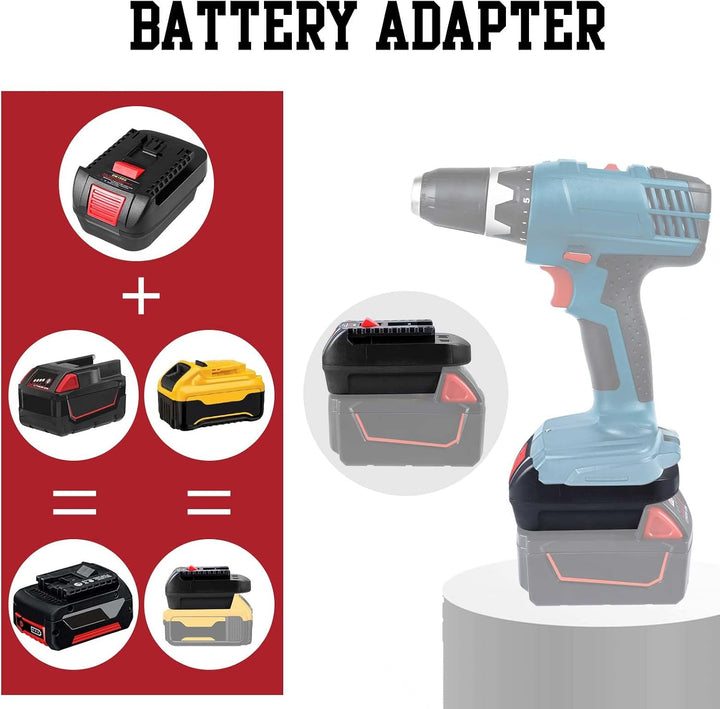 2-in-1 Akku Adapter für Dewalt 20V &amp; für Milwaukee M18 18V Li-Ion Batterien zu für Bosch GBA 18V Sys