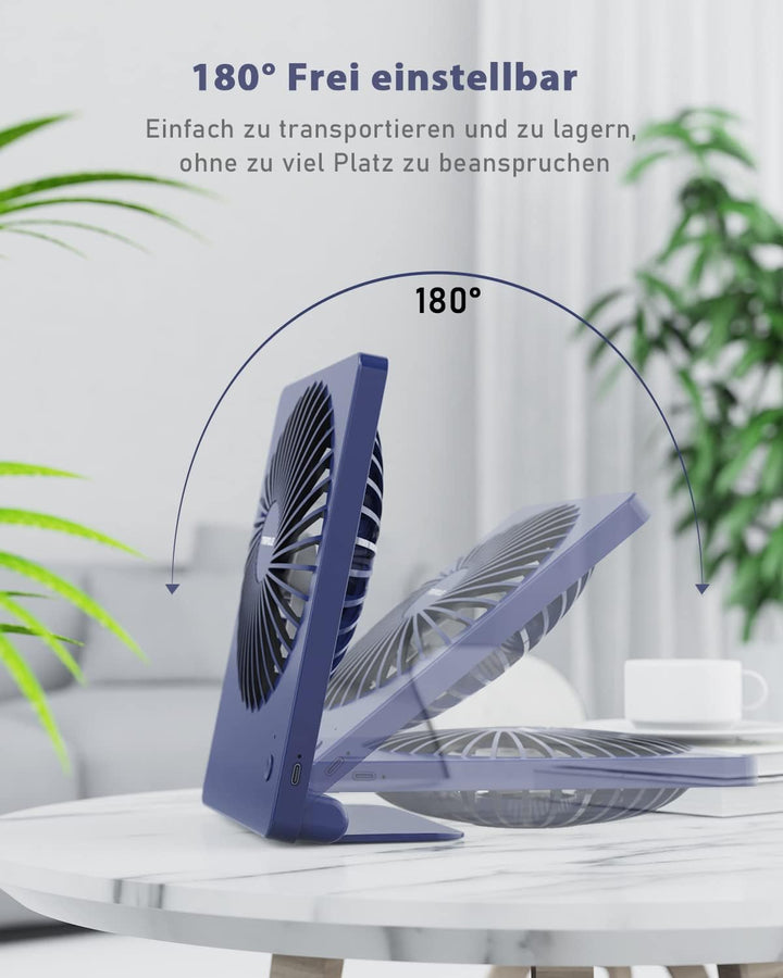 TriPole Tischventilator Leise, 2000mAh Ladefähige USB Ventilatoren Ausführen Bis zu 4-16 Std, 3 Gesc