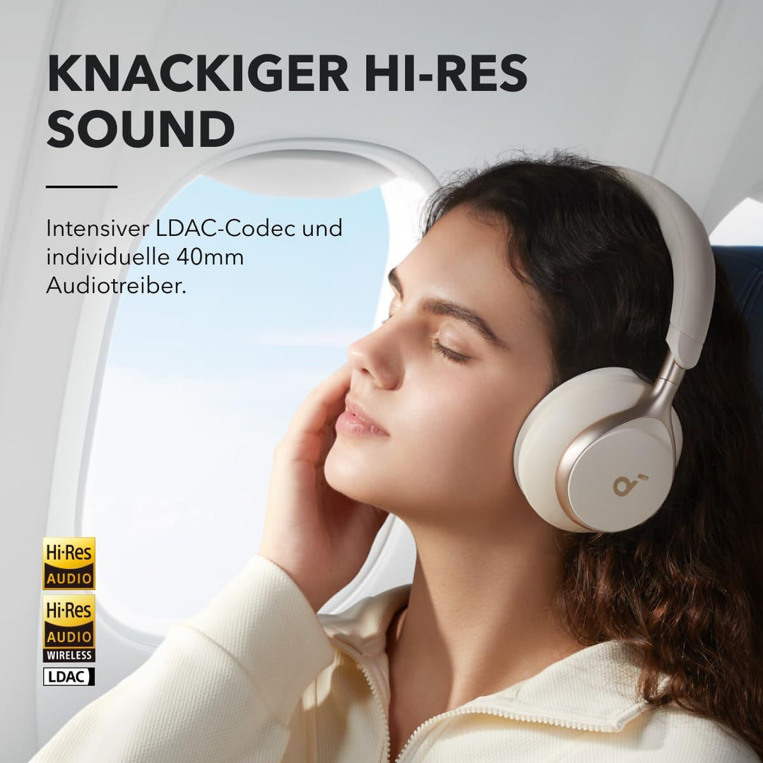 soundcore by Anker, Space One Kabellose Over-Ear Bluetooth Kopfhörer, Aktives Noise Cancelling, 2X s