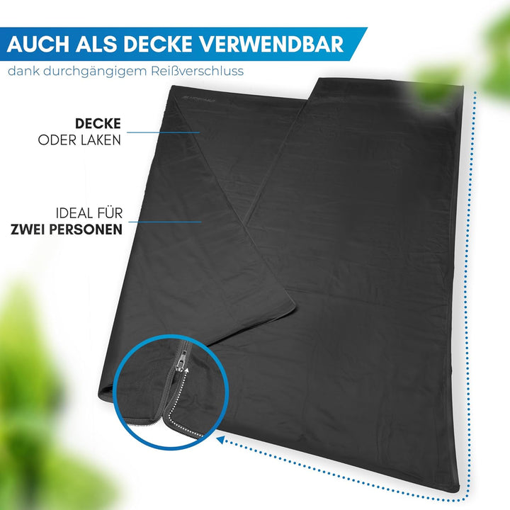 NORDMUT® Hüttenschlafsack Baumwolle Ultraleicht - Sommerschlafsack Kleines Packmass & Atmungsaktiv -
