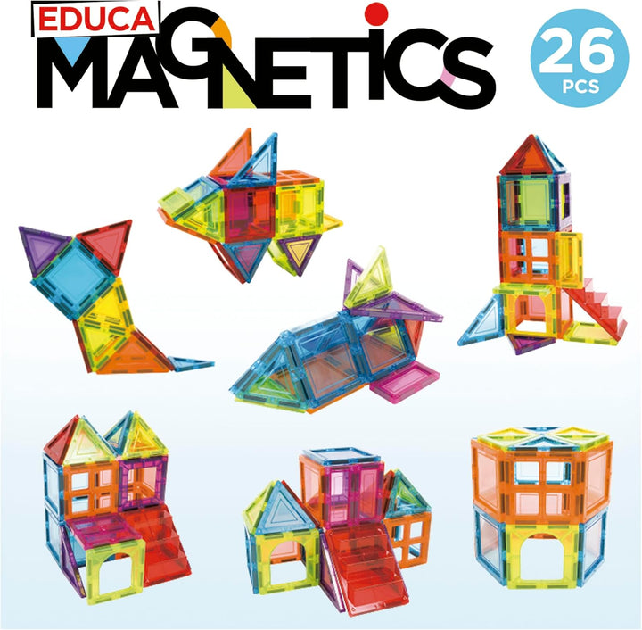 Educa - Magnetic | Magnetische Bausteine Kinder 26 Teile | 3D-Magnetbaukasten | STEM-Lernspielzeug |