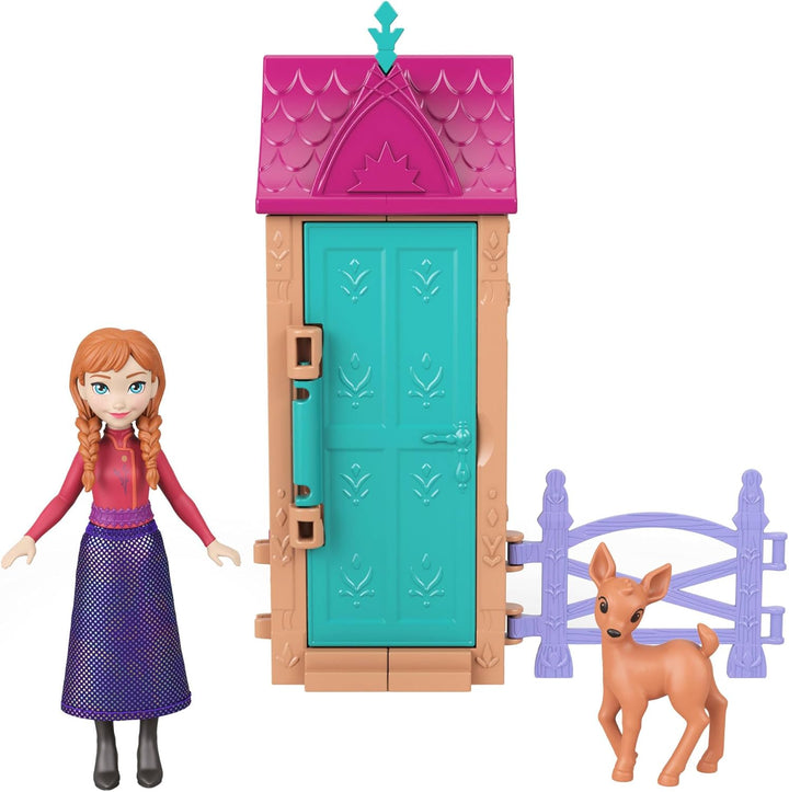 Mattel Disney Die Eiskönigin Spielzeug, Arendelle-Spielset mit Kleiner Puppe und 5 Überraschungen, e