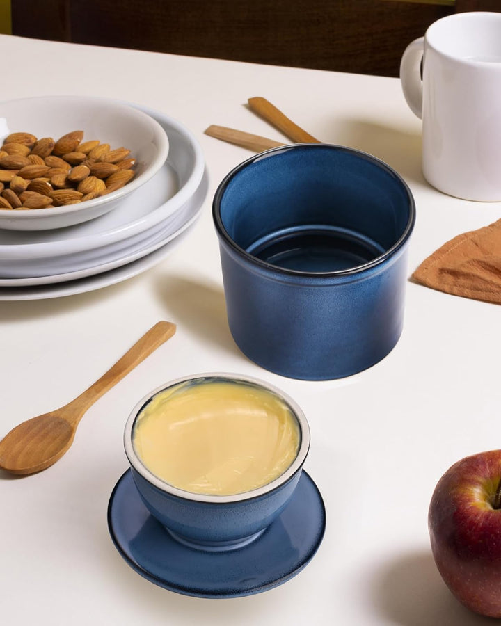 Jersinwei Französische Butterdose Wassergekühlt mit Wasserlinie Keramik Butterglocke für streichfähi