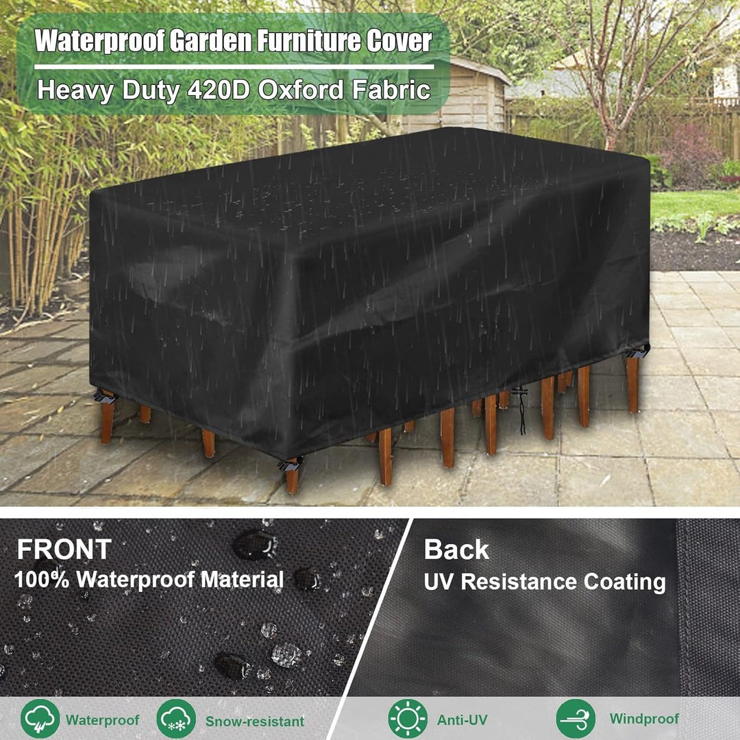 INMUA Abdeckung für Gartenmöbel, Rechteckig Gartenmöbel Abdeckung Wasserdicht Winddicht UV-Beständig