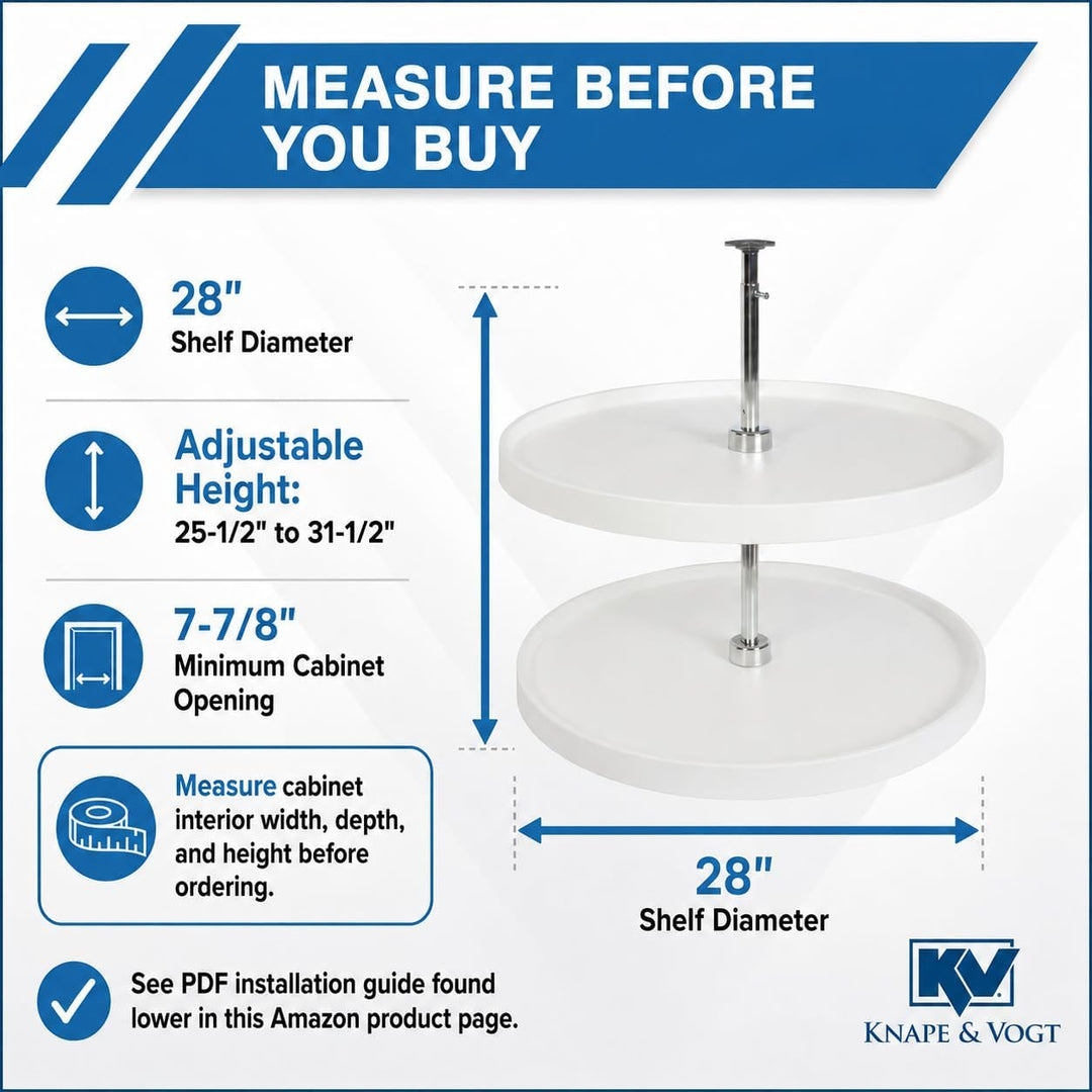 Knape & Vogt PFN28ST-W Lazy Susan Schrank-Organizer, aus Polymer, 31,5 x 28 x 28 cm, Weiss 31.5-Inch