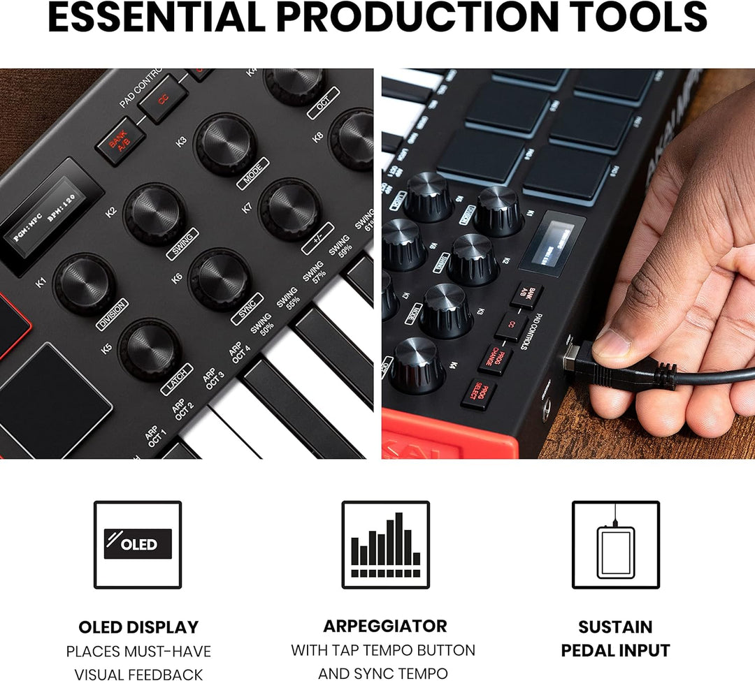 AKAI Professional MPK Mini MK3 & M-Audio BX3 – 25-Tasten USB MIDI Keyboard Controller, Drum Pads und