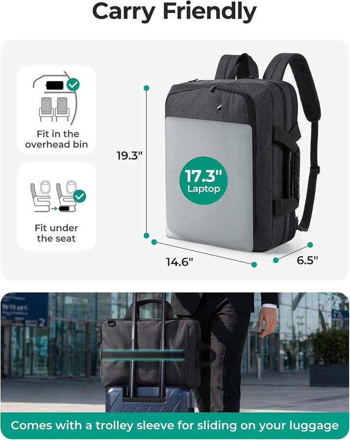 bagsmart 17,3-Zoll-Laptoptasche, Erweiterbare Aktentasche, Computertasche für Herren und Damen, Lapt