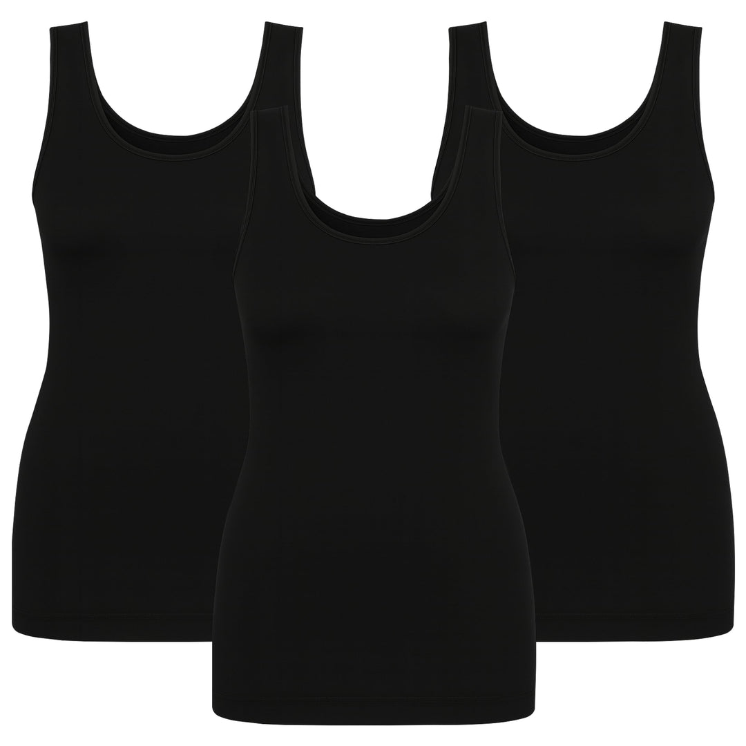 UnsichtBra 3er Pack Shape Damen Unterhemden Longshirt | Basic Wohlfühl Mikrofaser Damen Top ohne Büg