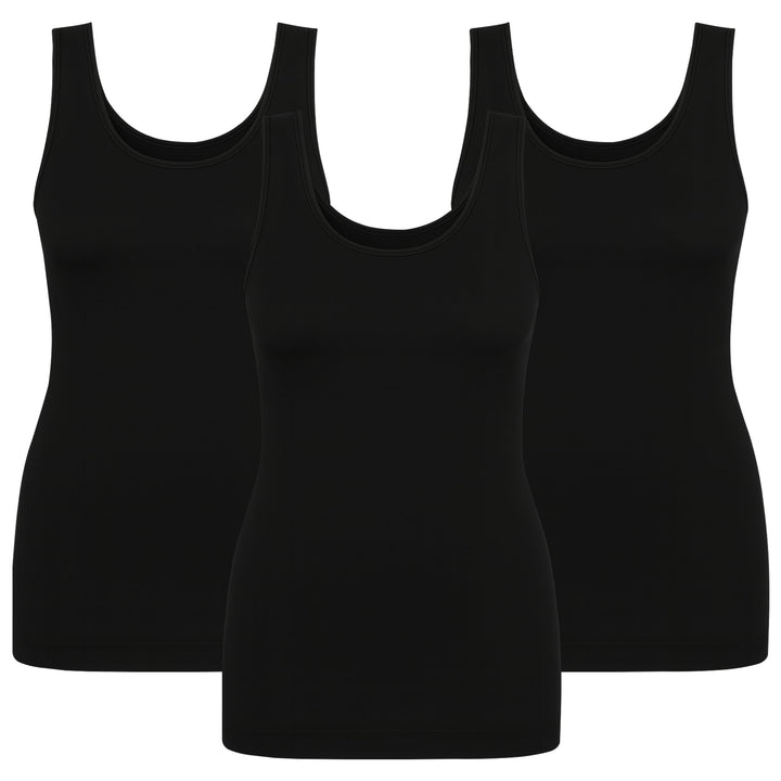 UnsichtBra 3er Pack Shape Damen Unterhemden Longshirt | Basic Wohlfühl Mikrofaser Damen Top ohne Büg