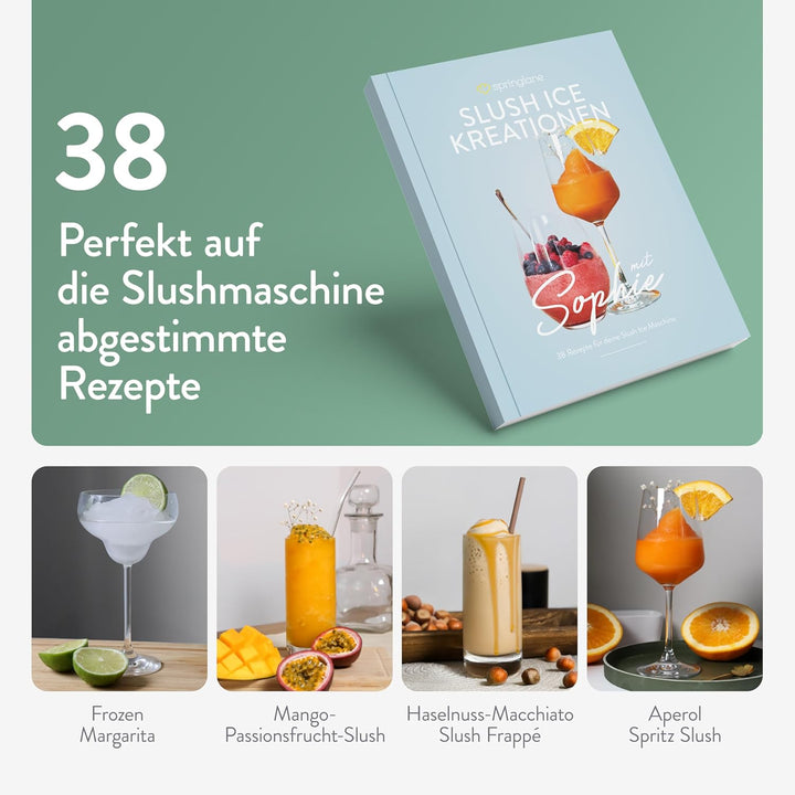 Springlane 2 Liter Slush Maschine inkl. Rezeptbuch, 5-in-1 Slushie Maschine für Slushies, Cocktails,