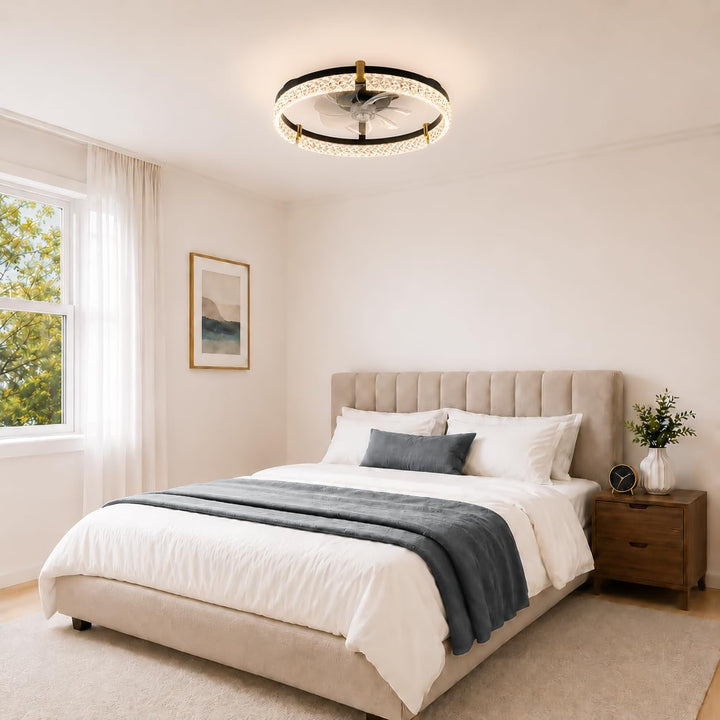 Airwit 50cm Deckenventilator mit Beleuchtung, Lampe mit Ventilator in Glasoptik, Deckenlampe mit Ven