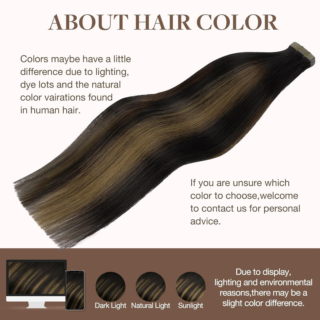 GOO GOO Tape in Extensions Echthaar, Tape Extensions Echthaar, 40cm 50g 20pcs, Extensions Echthaar,