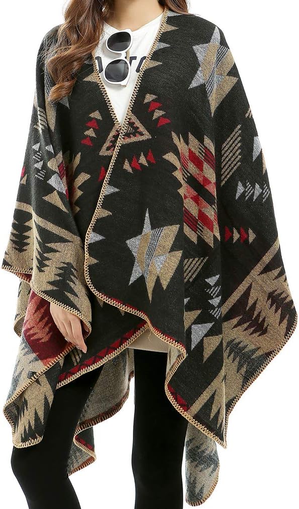 Lifetooler Poncho Damen Winter Strick Cape Cardigan Übergrosse Poncho Schal Elegant Warm Wendeumhang